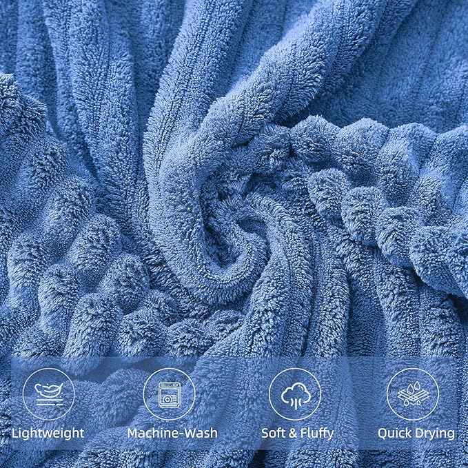 Oversized Bath Sheets 40x80 Inches Extra Large Bath Towels for Adults Super Soft Quick Dry Highly Absobent Microfiber Shower Towels for Bathroom, Pool, Gym, Yoga Towel (Blue, 2Piece)