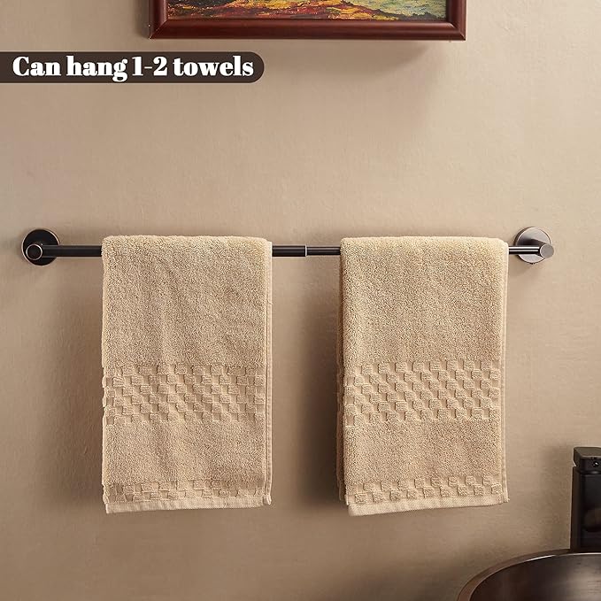 BigBig Home Bronze Towel Bar, Adjustable 15 to 24 Inch Towel Holder for Bathroom, Bath Towel Rack Farmhouse Wall Mounted Rustic Oil Rubbed ORB