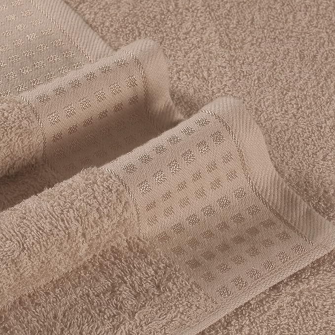 GLAMBURG 100% Cotton 2 Pack Oversized Bath Towel Set 28x55 Inches, Ultra Soft Highly Absorbant Compact Quickdry & Lightweight Large Bath Towels, Ideal for Gym Travel Camp Pool - Tan