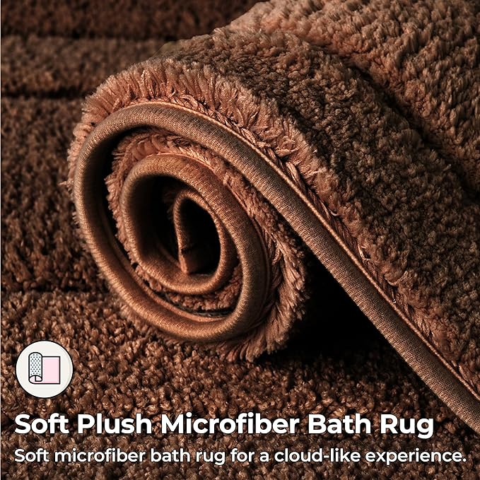 GRANNY SAYS Bathroom Rugs Non Slip 36" x 24", Bath Mats for Bathroom, Super Soft and Water Absorbent, Microfiber Washable Bath Rugs for Bath Floor, Tub and Shower, Brown