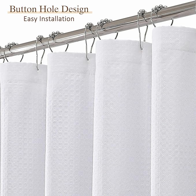 Aiyufeng Long Shower Curtains for Bathroom，Dot Like Embossed Textured Water Repellent Fabric Shower Curtain，Hotel Luxury Quality & Soft Cloth，Machine Washable，72Wx84L，White