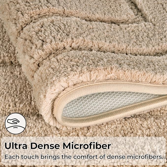 GRANNY SAYS Khaki Bathroom Rugs Non Slip, 59" x 24", Small Bathroom Rugs Washable，Bath Mats for Floor, Microfiber Bath Mat for Tub, Absorbent Shower Rug