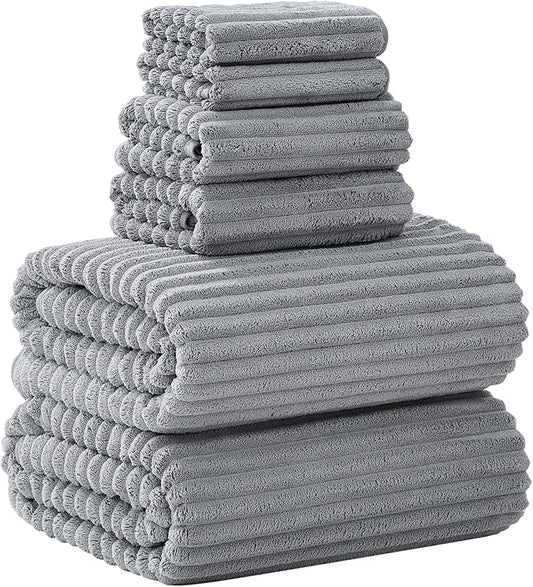 Extra Large Bath Towel Set of 6 (40"x80"),Oversized Bath Sheet Super Soft Highly Absorbent Microfibers Quick Dry Luxury Shower Towel for Bathroom Spa Gym Hotel Yoga (Grey, 6Piece)