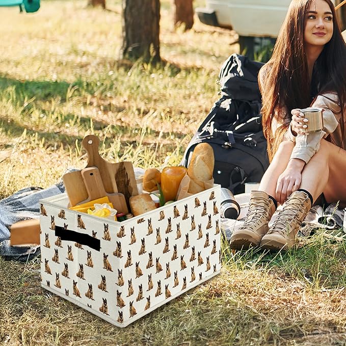 Belgian Malinois Gifts Storage Bins & Boxes with Handles, Dog Mom Dad Lovers Gifts Foldable Basket for Organizing, Dog Collapsible Storage Basket for Bedroom Bathroom Clothes Toys