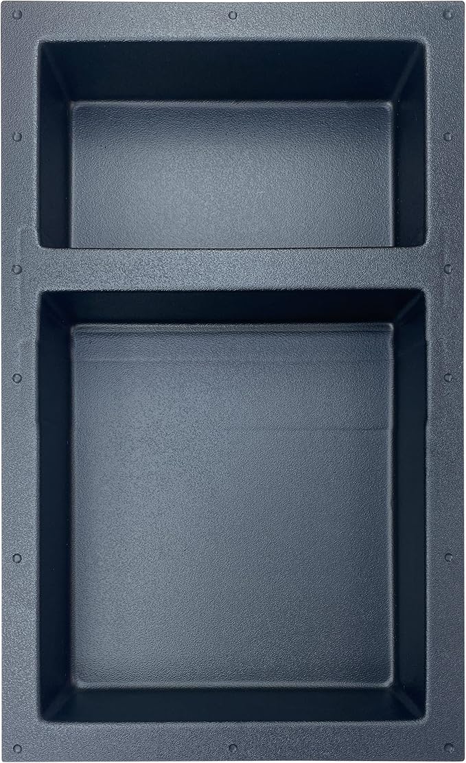 Ready-to-Tile Rectangular Shower Niche – 28" x 17" Double Uneven Shelves – Made in USA – Recessed Wall Niche