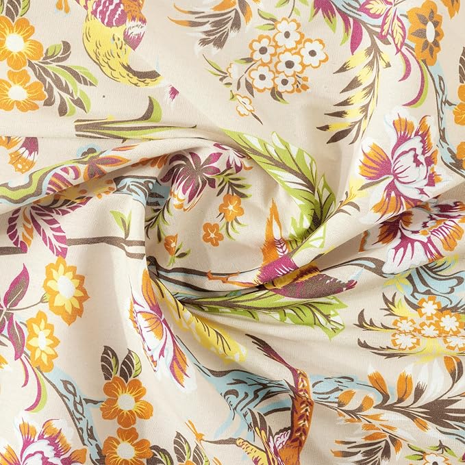 Lush Decor Dolores Linen Textured Shower Curtain Single 72" W x 72" L Neutral & Multi - Floral Shower Curtains for Bathroom - Bathroom Curtain