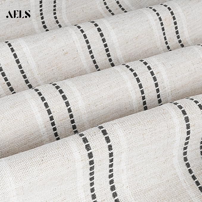 AELS Farmhouse Hanging Laundry Hamper with 2 Hooks, Boho Beige & Black Stripes Laundry Bag with Zipper & Wide Open Top, Over the Door Organizer for Dirty Clothes, Washable Space Saving Storage