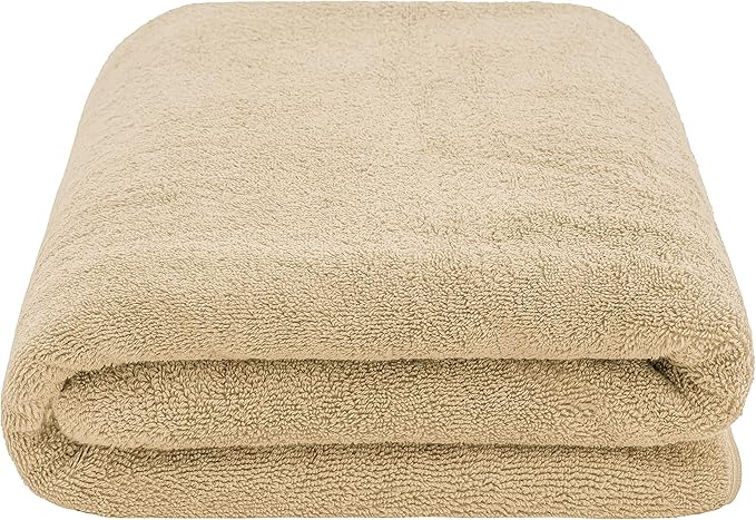 American Soft Linen 100% Cotton 600 GSM Turkish 40x80 Oversized Bath Towel Sheet, Extra Large Adult Towels for Bathroom, Beige Bath Sheet