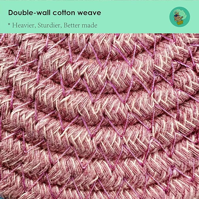 Modern Granny Extra Large Cotton Rope Laundry Hamper 16x22 Inch Dual Secure Woven Handle for Living Room Closet Clothes Blanket Organization