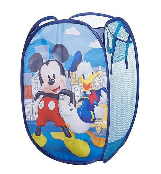 Mickey Mouse Pop Up Laundry Hamper with Durable Carry Handles,Blue Kids Clothes Storage, 21" H x 13.5" W x 13.5" L