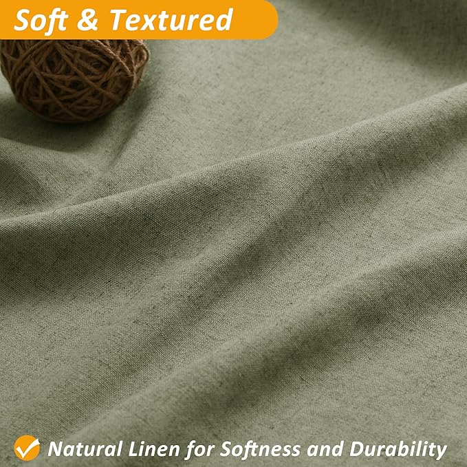 Naturoom Extra Long Shower Curtains 84 inches Linen Shower Curtain with Snap in Liner Set Boho Farmhouse Heavy Duty Textured Burlap Cloth Double Bath Curtains with Mesh Top Window 72x84 Sage Green