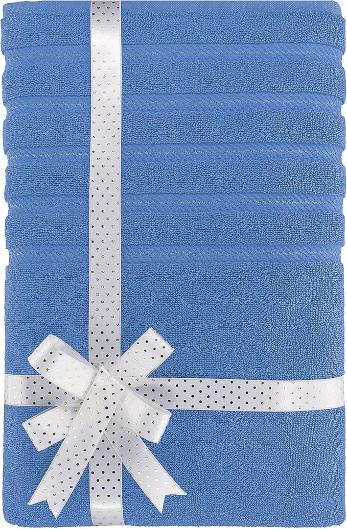 American Soft Linen 35x70 Jumbo Large Bath Towel, 600 GSM 100% Cotton Turkish Bath Sheet, Oversized Luxury Bath Towel for Bathroom Beach and Pool, Electric Blue