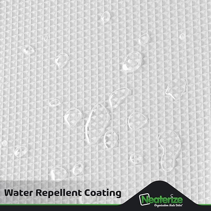 NEATERIZE Shower Curtain White - Hotel Style Shower Curtains for Bathroom with Waffle Design, 72x72 Inches - White Fabric Shower Curtain - Cortinas de Baño Elegantes