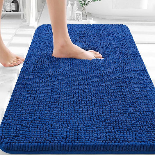 OLANLY Bathroom Rugs 30x20, Extra Soft Absorbent Chenille Bath Rugs, Rubber Backing Quick Dry, Machine Washable Bath Mats for Bathroom Floor, Tub and Shower, Home Decor Accessories, Royal Blue