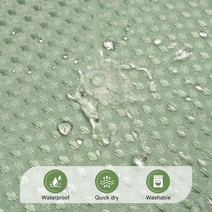 UFRIDAY Shower Stall Curtain 48x72 inch Sage Green Waffle Weave,Water-Resistant Polyester Shower Curtain with Mesh Top Window, Small Bathroom Curtain for Rv Camper Trailer