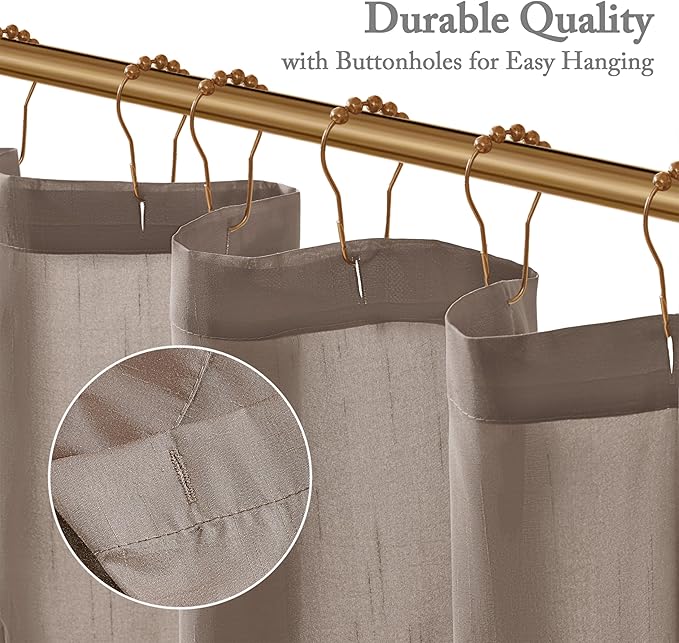 Madison Park Laurel Semi-Sheer Taupe Shower Curtain – Lightweight Faux Silk Fabric, 72x72 in, Light Filtering, Modern Style Bathroom Curtain Textured Tufting Detail Modern Mid-Century Bathroom Decor