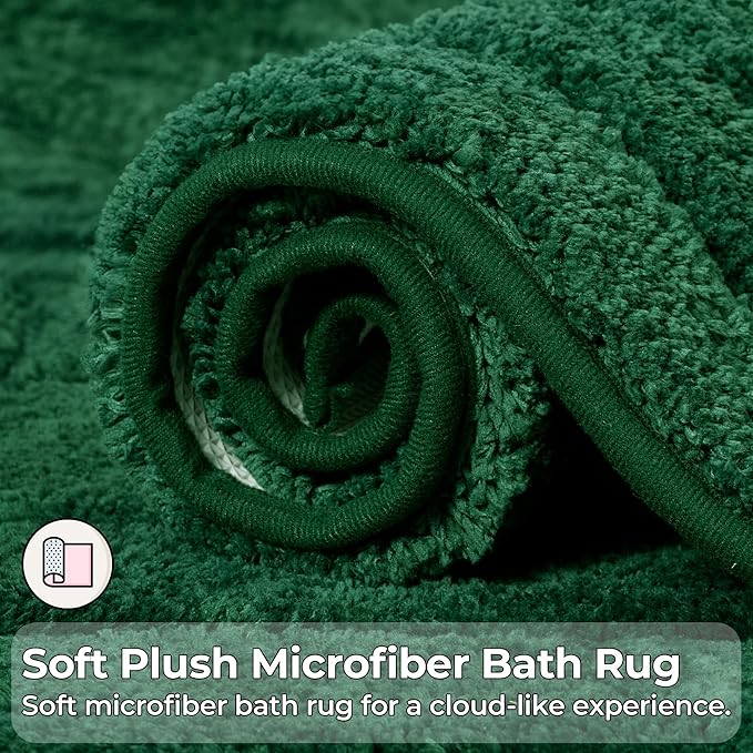 GRANNY SAYS Bathroom Rugs and Mats, 16" x 24" Non-Slip Bath Mat for Bathroom, Super Soft Absorbent Microfiber Bath Rug, Machine Washable and Dry, Small Deep Green Rug for Shower, Tub and Bath Floor