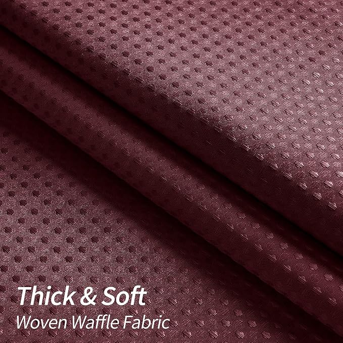 MitoVilla Extra Long Shower Curtain 72 x 84, Burgundy 84 inch XL Waffle Fabric Shower Curtains for Modern Luxury Bathroom Decor, Wine Red Waffle Weave Textured Shower Curtain 84 inch