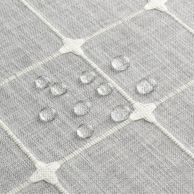 MitoVilla Grey Farmhouse Shower Curtain Set 72 x 78, Boho 78 inch Long Polyester Linen Tassel Fabric Shower Curtain Set for Chic Cottagecore French Rustic Bathroom Decor, Light Grey