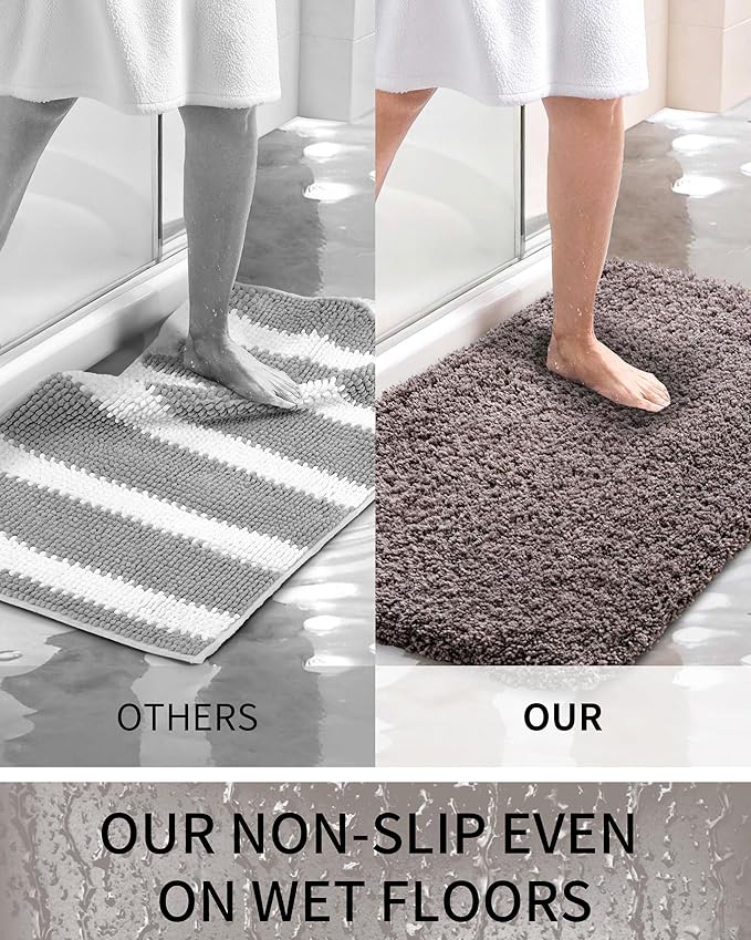 Toilet Rugs U-Shaped Mat 24x22, Contour Bathroom Mat - Ultra Soft & Absorbent Microfiber, Quick-Dry, Machine Washable with High Density Foam Latex Non Slip Backing, Dark Grey