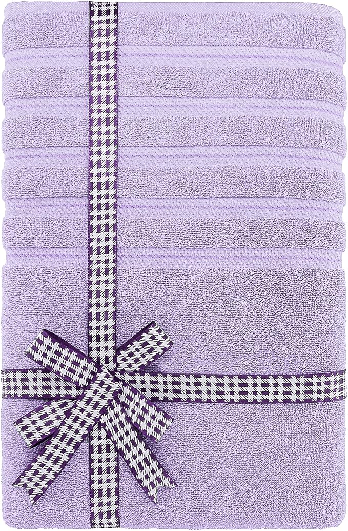 American Soft Linen 35x70 Jumbo Large Bath Towel, 600 GSM 100% Cotton Turkish Bath Sheet, Oversized Luxury Bath Towel for Bathroom Beach and Pool, Lilac