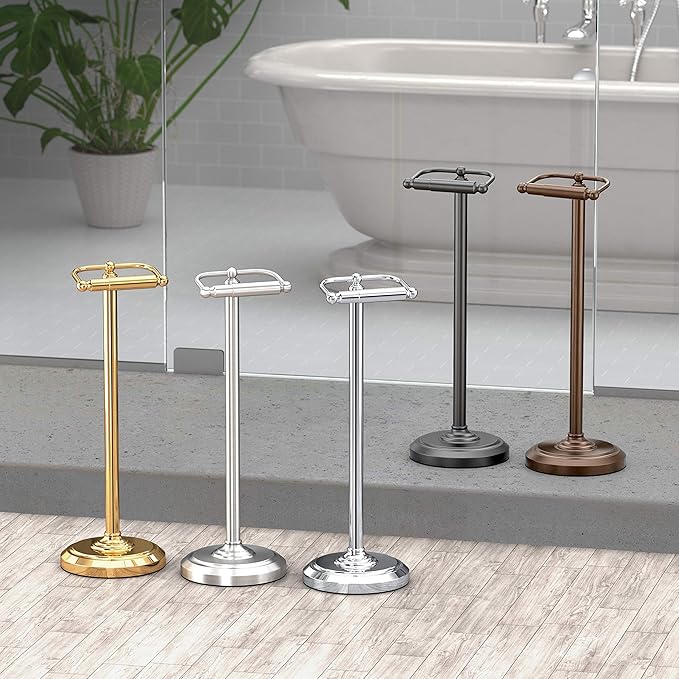 Gatco 1436SN Pedestal Toilet Paper Holder, Satin Nickel