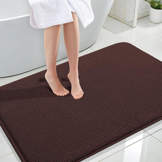 OLANLY Thick Memory Foam Bath Mats Rugs 47x32, Extra Soft Absorbent Bathroom Rug, Quick Dry Bath Mat, Non-Slip, Machine Washable Carpet for Bathroom, Tub and Shower, Home Decor Accessories, Brown