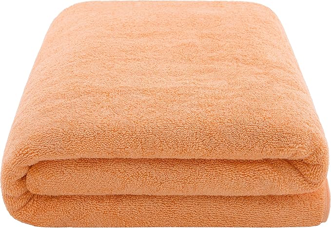 American Soft Linen 100% Cotton 600 GSM Turkish 40x80 Oversized Bath Towel Sheet, Extra Large Adult Towels for Bathroom, Malibu Peach Bath Sheet