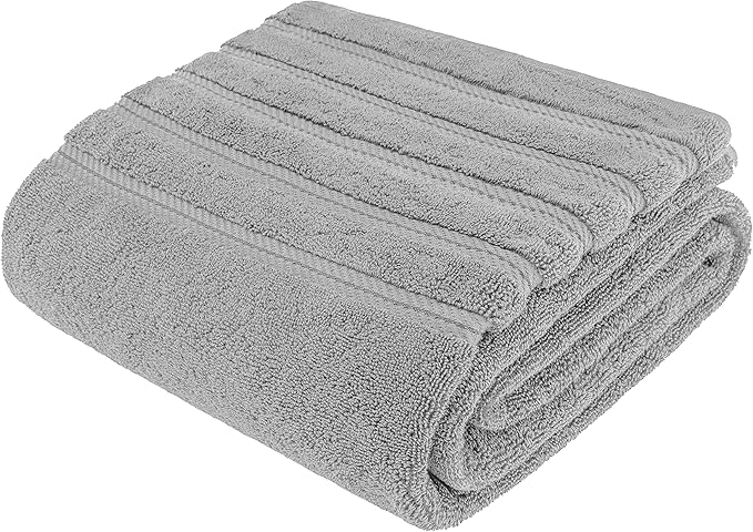 American Soft Linen 35x70 Jumbo Large Bath Towel, 600 GSM 100% Cotton Turkish Bath Sheet, Oversized Luxury Bath Towel for Bathroom Beach and Pool, Light Grey