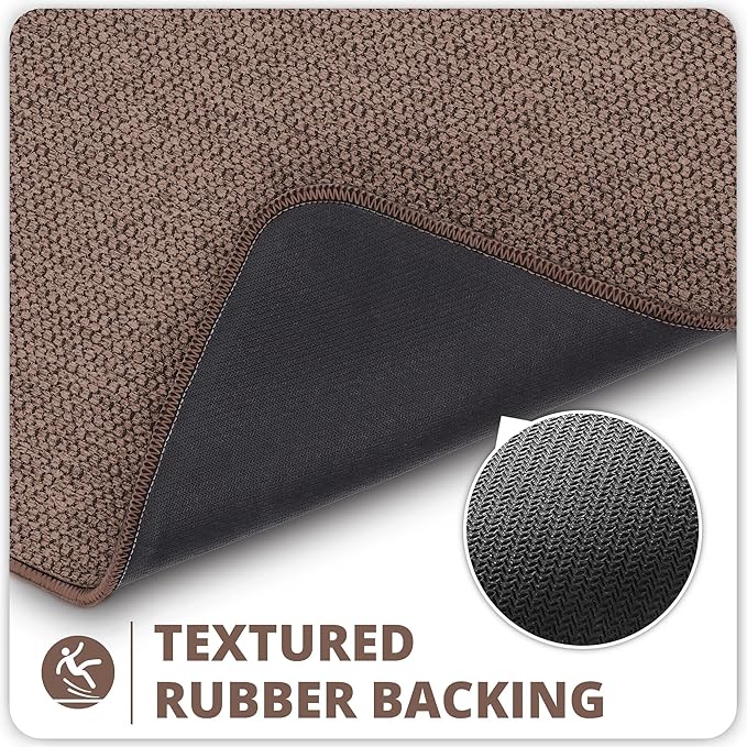 Bath Mat,Ultra Thin Bathroom Rugs,Rubber Bath Mats for Bathroom,No Slip Bath Rugs,Quick Dry,Machine Washable,Low Pile,Absorbent,Shower Outside,Sink,Home Decor Accessories.Brown,2'x3'(24x36inch)
