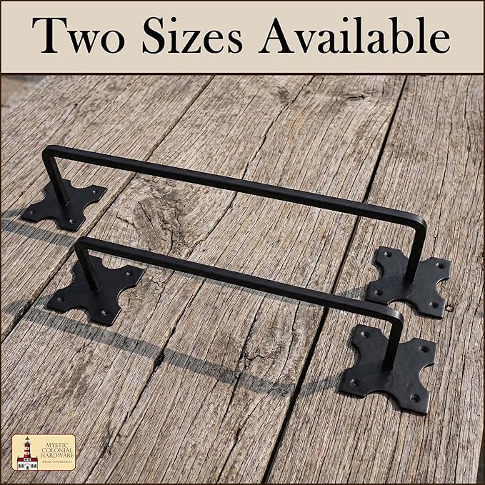 Mystic Colonial Cast Iron Towel Bar Rustic Wall Mounted Metal Rack for Bathroom, Kitchen, or Entryway � Black Heavy-Duty Towel Holder (15"", Rustic Wall Mounted)