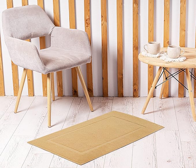 Utopia Towels Cotton Banded Rug, Bath Mats, Not a Bathroom Rug, 21 by 34 Inches, 100% Ring Spun Cotton, Highly Absorbent Shower Bathroom Floor Mat, Champagne, 2 Pack