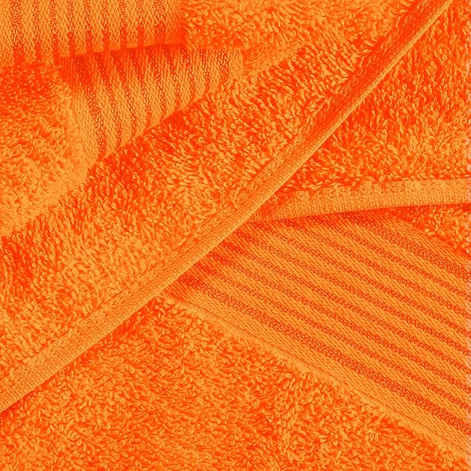 Elvana Home Ultra Soft 6 Pack Cotton Towel Set, Contains 2 Bath Towels 28x55 inch, 2 Hand Towels 16x24 inch & 2 Wash Coths 12x12 inch, Ideal for Everyday use, Compact & Lightweight - Orange