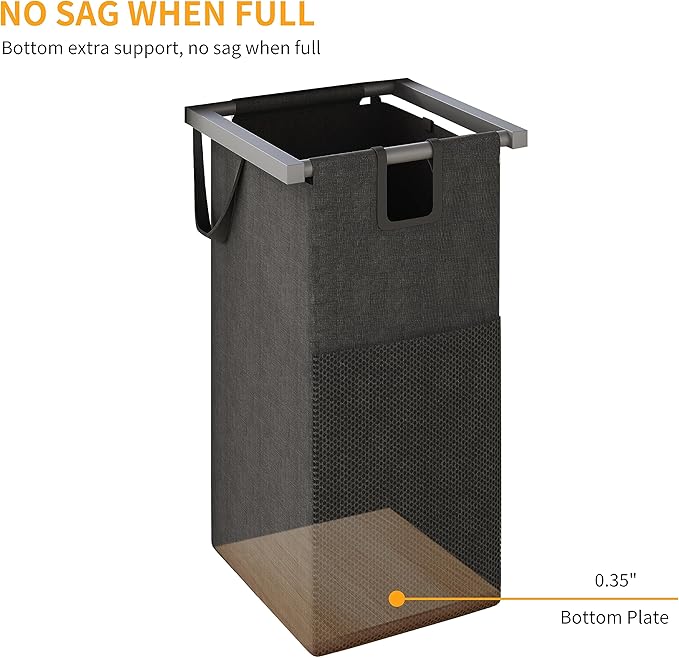 LIVEHOM Laundry Basket Four Laundry Hamper with Removable Bags, Fabric Handles, Large Top Shelf and Laundry Bag for Bathroom, Dorm, Laundry Room