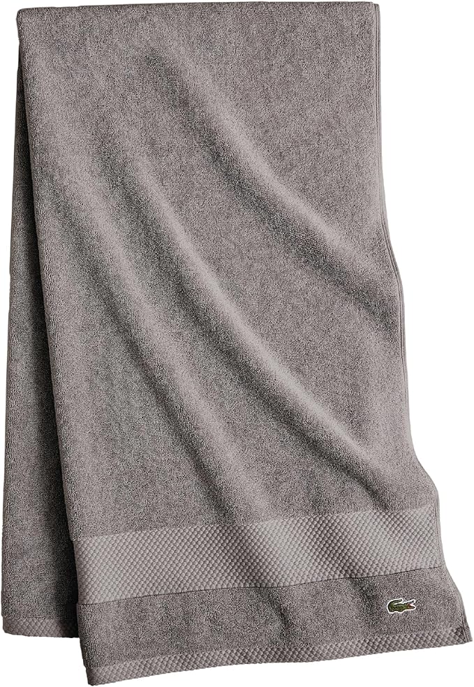 Lacoste Heritage 100% Supima Cotton Bath Sheet, Meteorite, 35" x 70" – Highly Absorbent & Quick Drying, Premium Super Soft Bath Towel, Bathroom Essential, Gift for All Occasions, Machine Washable