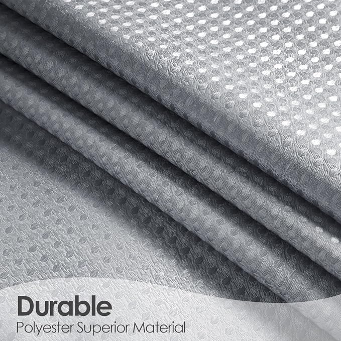 MitoVilla Grey Ombre Waffle Small Stall Shower Curtain 36 x 72, Half Size Fabric Narrow Shower Curtains for Bathroom Decor, 36 inch Weighted Shower Curtain Set with Plastic Hooks
