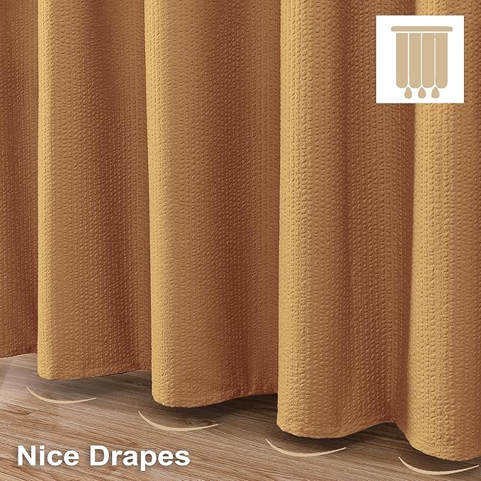 OVZME Berry Gold Shower Curtain, Embossed Textured Fabric Shower Curtain for Bathroom - Soft Cloth & Hotel Spa Luxury, Water Repellent, Machine Washable Shower Curtain, 72X72