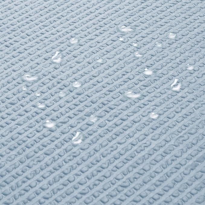 OVZME Extra Long Shower Curtain 72 x 96 Inch, 3D Embossed Textured Fabric Bathroom Shower Curtain, Large Hotel Bath Curtain with 12 Holes, Machine Washable Water Resistance, Glacier Blue