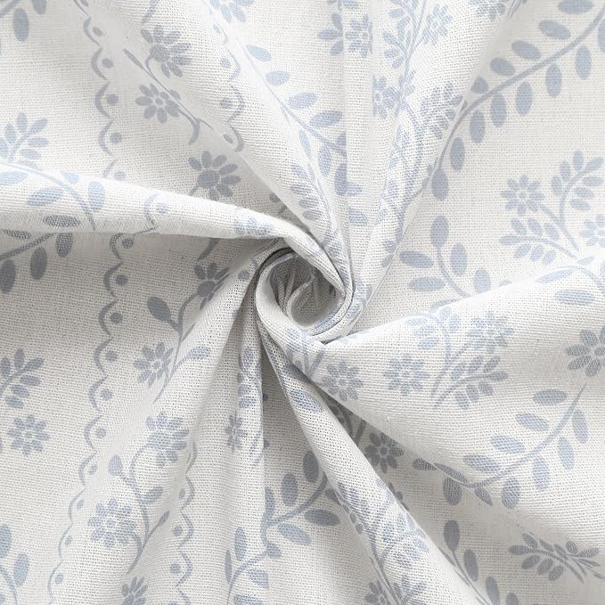 Lush Decor Doreen Delicate Floral Linen Textured Shower Curtain Single 72" W x 72" L Blue - Floral Shower Curtains for Bathroom - Bathroom Curtain