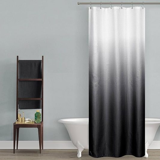 Mrs.Naturall RV Camper Stall Small Shower Curtain Little Size 36wx72h Single Hotel Style Stand Up Shower Curtains,Hooks,Liners for Bath 36 x 72 Inch Ombre Tie Dip Dyed White and Black