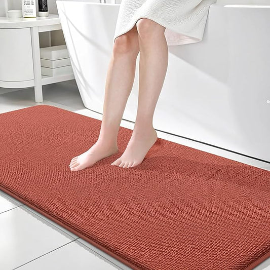 OLANLY Thick Memory Foam Bath Mat Rug 70x24, Extra Soft Absorbent Bathroom Rug, Quick Dry Bath Mats, Non-Slip, Machine Washable Carpet, Tub and Shower, Home Decor Accessories, Rustic Terracotta