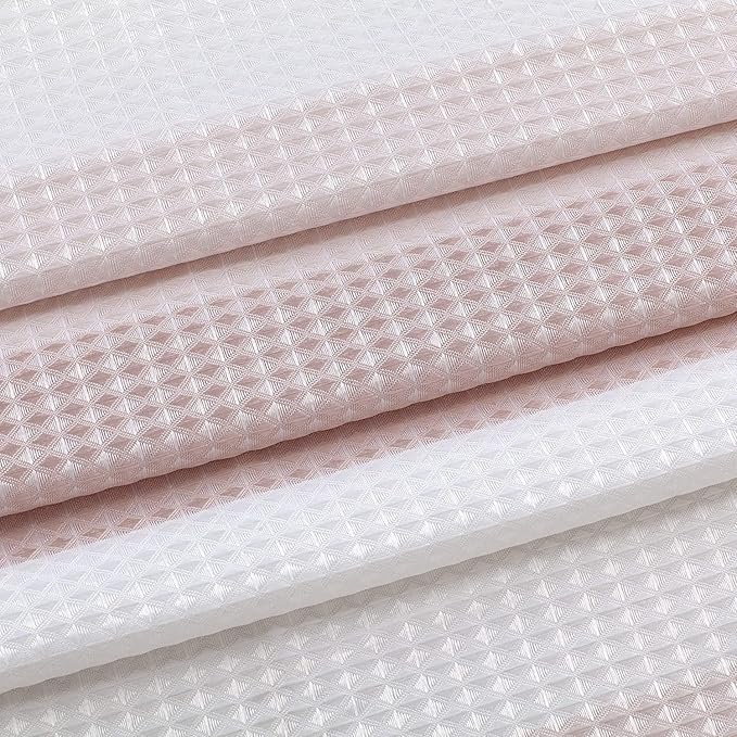 Dainty Home Ombre Waffle Weave Shower Curtain (Blush with 12 Hooks)
