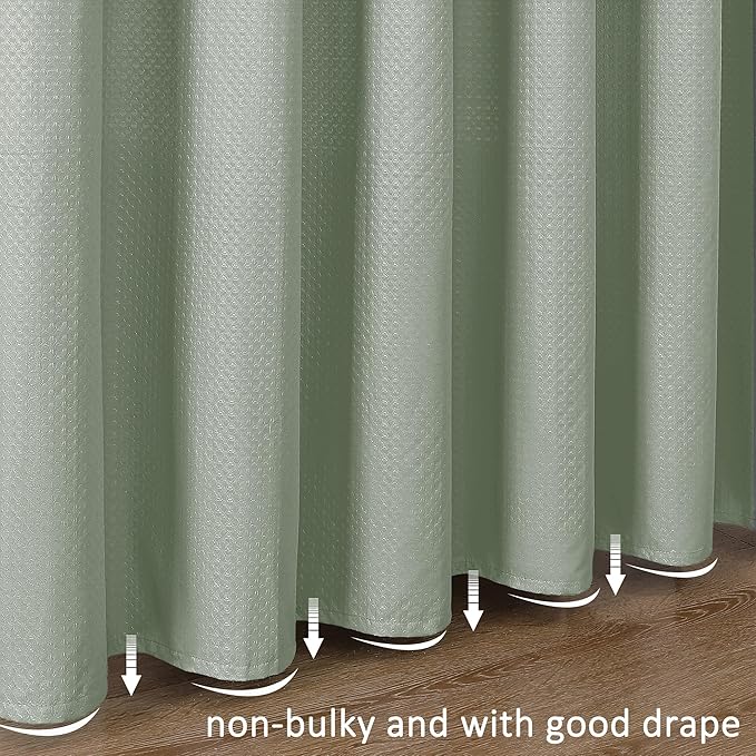 Aiyufeng Waterproof Fabric Shower Curtains for Bathroom，Dot Like Embossed Textured Soft Polyester Cloth Stall Shower Curtain，Hotel Luxury Quality Machine Washable，36Wx72L，Sage Green
