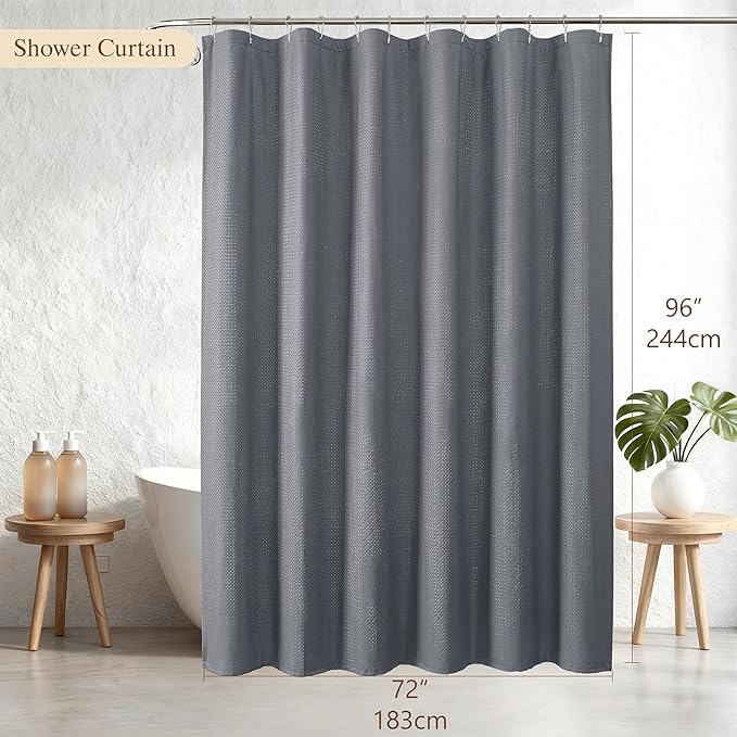 Aiyufeng Shower Curtains for Bathroom，Dot Like Embossed Textured Water Repellent Fabric Large Bath Curtain，Hotel Luxury Quality & Soft Cloth，Machine Washable，72Wx72L，Grey