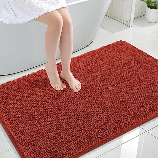 OLANLY Bathroom Rugs 47x32, Extra Soft Absorbent Chenille Bath Rugs, Rubber Backing Quick Dry, Machine Washable Bath Mats for Bathroom Floor, Tub and Shower, Home Decor Accessories, Rustic Terracotta