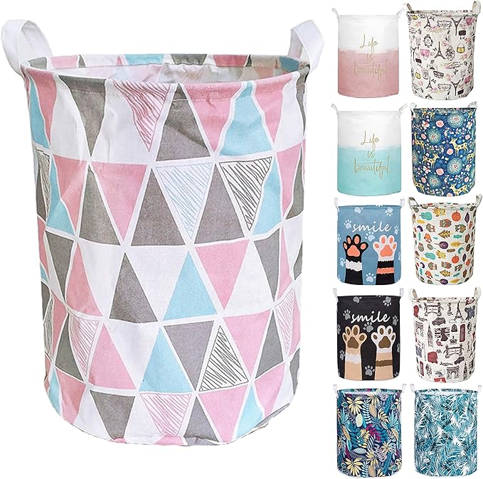 Merdes 19.7?€??€? Waterproof Foldable Laundry Hamper, Dirty Clothes Laundry Basket, Linen Bin Storage Organizer for Toy Collection (Triangle)