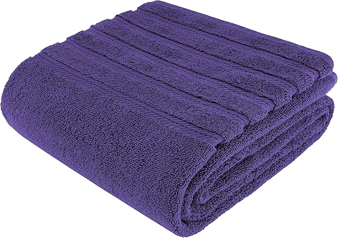American Soft Linen 35x70 Jumbo Large Bath Towel, 600 GSM 100% Cotton Turkish Bath Sheet, Oversized Luxury Bath Towel for Bathroom Beach and Pool, Purple