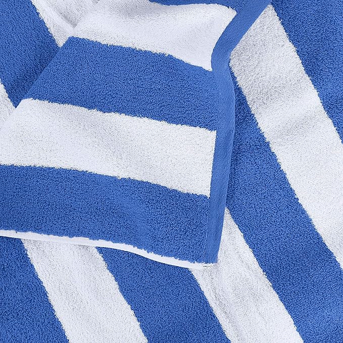 Utopia Towels 4 Pack Cabana Stripe Beach Towel, 30 by 60 Inches, Oversized 100% Ring Spun Cotton Pool Towels, Highly Absorbent Quick Dry Bath Towels for Beach, and Swim, Blue