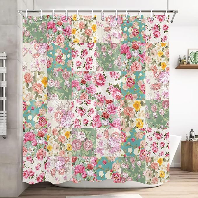 Floral Flower Shower Curtain Butterfly Bathroom Shower Curtain Set Boho Cute Shower Curtains Cloth Fabric Shower Curtain