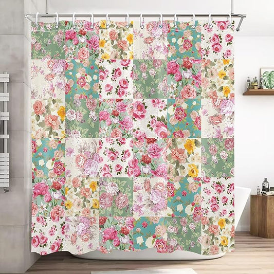 Floral Flower Shower Curtain Butterfly Bathroom Shower Curtain Set Boho Cute Shower Curtains Cloth Fabric Shower Curtain